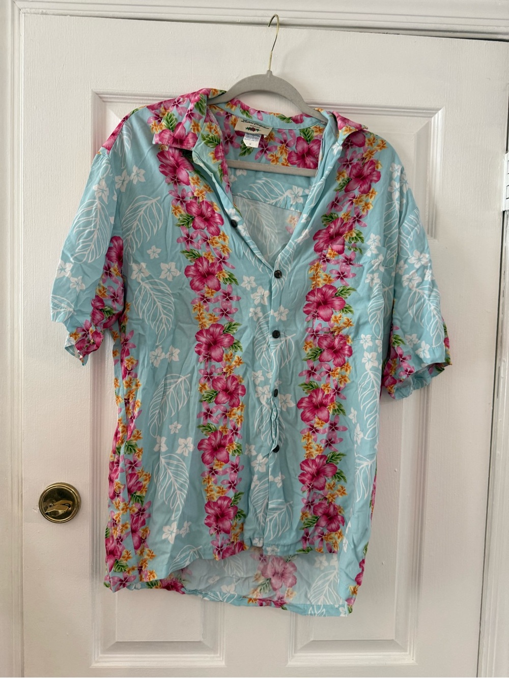 Leilani Light Blue Floral Hawaiian Button-Down Shirt - Unbranded